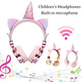 Bakeey Cute Unicorn bluetooth 5.0 Over-Ear Headphones Wireless Kids Cartoon Stereo Headset Earphone Built-in Microphone