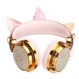 Bakeey Cute Unicorn bluetooth 5.0 Over-Ear Headphones Wireless Kids Cartoon Stereo Headset Earphone Built-in Microphone