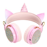 Bakeey Cute Unicorn bluetooth 5.0 Over-Ear Headphones Wireless Kids Cartoon Stereo Headset Earphone Built-in Microphone