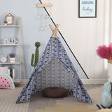 1.35/1.65m Children Kids Play Tent Foldable Portable Cotton Hemp Pyramid Playhouse Indoor Outdoor