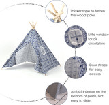 1.35/1.65m Children Kids Play Tent Foldable Portable Cotton Hemp Pyramid Playhouse Indoor Outdoor