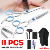 11Pcs Cloth Color Random Brush Flat Shear Teeth Scissors Family Haircut Scissors Set