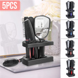 Healthcom Set of 5 Hair Combs Set Professional Salon Hair Cutting Brushes Sets Salon Hairdressing Styling Tool Mirror And Holder Stand Set Dressing Comb Kits for Women and Men