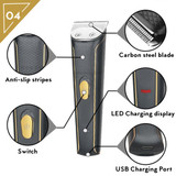 Kemei USB Carved Carbon Steel Blade With Hair Salon Push White USB Rechargeable Carved Hair Clipper