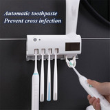 UV Light Toothbrush Holder Sterilizer Cleaner Automatic Toothpaste Dispenser