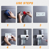 UV Light Toothbrush Holder Sterilizer Cleaner Automatic Toothpaste Dispenser