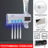 UV Light Toothbrush Holder Sterilizer Cleaner Automatic Toothpaste Dispenser