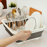 Foldable Dish Drain Rack Kitchen Desktop Storage Shelf Dish Spoon Chopsticks Fork Cup Holder Organizer