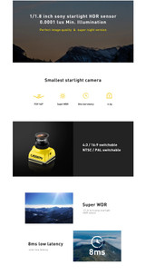Caddx Baby Ratel FPV Camera 1200TVL 1/1.8'' Starlight HDR Sensor 0.0001 LUX Super Night Version with OSD 4.6g Ultra Light for FPV Racing Drone RC Plane