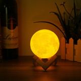 10cm 3D Magical Two Tone Moon Table Lamp USB Charging Luna LED Night Light Touch Sensor Gift