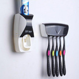 Automatic Lazy Toothpaste Dispenser 5 Toothbrushes Holder Wall Mount Stand