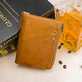 RFID Blocking Genuine Leather Wallet Men Clip Zip Short Purse Coins Card Holder Bag