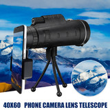 HD Ajustable Waterproof 40X60 Zoom Optical Lens Monocular Telescope with Tripod For Outdoor Camping Traveling