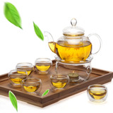 8 Pcs/Set Clear Glass Tea Double Wall Teapot & Cup Filtering Drink Home Decor