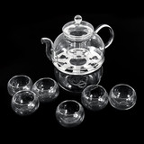 8 Pcs/Set Clear Glass Tea Double Wall Teapot & Cup Filtering Drink Home Decor