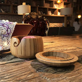 Wooden Bamboo Yarn Bowl Holder & Cover For Skeins Knitting Crochet Home Decorations
