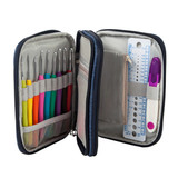 45Pcs Aluminum Crochet Hook Set Knitting Needle Yarn Organiser Case Craft Tools