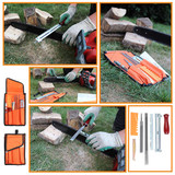 10Pcs Chainsaw Sharpening File Filing Kit Files Tool Chain Sharpener For Stihl Chian Saw With Orange Storage Bag