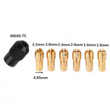 6Pcs 1-3.2mm Brass Drill Collet Chucks with M8x0.75mm Black Nut Dremel Rotary Tool Accessories