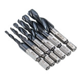 Drillpro HRC89 M3-M10 Combination Drill Tap Bit Set TiAlN Coated Deburr Countersink Drill Bits