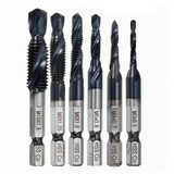 Drillpro HRC89 M3-M10 Combination Drill Tap Bit Set TiAlN Coated Deburr Countersink Drill Bits