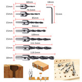 Drillpro 23Pcs Woodworking Chamfer Countersink Drill Bit 6pcs 1/4 Inch Hex 5 Flute 90 Degree Countersink Drill Bits 7Pcs 3 Pointed Countersink Drill 8Pcs Wood Plug Cutter Automatic Center Pin Punch
