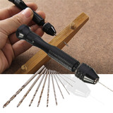 Drillpro Mini Aluminum Hand Drill with Keyless Chuck and 10pcs Twist Drills Rotary Tool