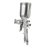 400ML Suction Feed Paint Gravity Spray Sprayer 1/4" Air Hose Fitting Heavy Duty Gravity Feed Dual Action Spray G un Kit Nail Tool (Color: Silver)