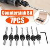 7pcs 1/8 to 7/32 Inch HSS Countersink Drills Bit Reamer Set Woodworking Chamfer