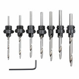 7pcs 1/8 to 7/32 Inch HSS Countersink Drills Bit Reamer Set Woodworking Chamfer