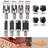 Drillpro 23Pcs Woodworking Chamfer Countersink Drill Bit Set 6Pcs 1/4 Inch Hex 5 Flute 90 Degree Countersink Drill Bits 7Pcs Three Pointed Countersink Drill Bit 8Pcs Wood Plug Cutter and Automatic