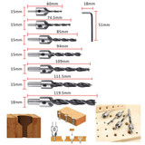 Drillpro 23Pcs Woodworking Chamfer Countersink Drill Bit Set 6Pcs 1/4 Inch Hex 5 Flute 90 Degree Countersink Drill Bits 7Pcs Three Pointed Countersink Drill Bit 8Pcs Wood Plug Cutter and Automatic