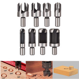 Drillpro 23Pcs Woodworking Chamfer Countersink Drill Bit Set 6Pcs 1/4 Inch Hex 5 Flute 90 Degree Countersink Drill Bits 7Pcs Three Pointed Countersink Drill Bit 8Pcs Wood Plug Cutter and Automatic