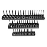 3pcs 1/4 3/8 1/2 Inch SAE Metric Socket Holder Tray Socket Organizer