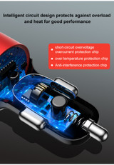 USLION QC 3.0 LED Display Universal Dual USB 24V 3A Quick Fast Charging Metal Car Charger Adapter for iPhone11 for Samsung S10+ Xiaomi Redmi Note8 Tablet