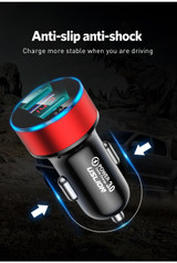 USLION QC 3.0 LED Display Universal Dual USB 24V 3A Quick Fast Charging Metal Car Charger Adapter for iPhone11 for Samsung S10+ Xiaomi Redmi Note8 Tablet