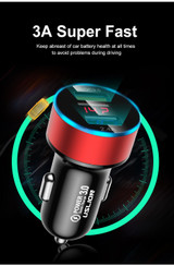 USLION QC 3.0 LED Display Universal Dual USB 24V 3A Quick Fast Charging Metal Car Charger Adapter for iPhone11 for Samsung S10+ Xiaomi Redmi Note8 Tablet