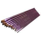 12pcs Flat Tip Round Tip Painting Brushes Artist Nylon Hair Watercolor Oil Drawing Pen