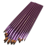 12pcs Flat Tip Round Tip Painting Brushes Artist Nylon Hair Watercolor Oil Drawing Pen