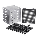 5.25" to 5x 3.5" SATA SAS HDD Cage Rack Hard Drive Tray Caddy Converter with Fan Space