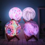 3D Printing Moon Lamp Christmas Decorations Space LED Night Light Remote Control USB Rechargeable Gift