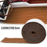 1250x17x0.5cm Long Brown EVA Foam Boat Flooring Faux Teak Decking Sheet Pad Rug