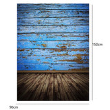 3X5FT Retro Wood Floor Blue Board Studio Photo Photography Background Backdrop