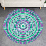 Green Blue Bohemia Mandala Pattern Carpet Soft Round Floor Mat Carpet Kids Play Mat