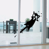 Honana Cartoon Clip to The Tail of A Cat Wall Sticker for Home Decor PVC Decals Doors Windows Car Stickers Black Cat Clip Tail Pattern Vinyl Wall Art Decals for Kitchen Cabinet Car Door DIY Stickers