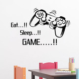 Creative Art Game Handle Wall Stickers "EAT SLEEP GAME" Black Vinyl Removable Printed Game Lovers Bedroom Wall Stickers Hot Play Game Handle Living Room Bedroom Personality Decoration Wall Stickers