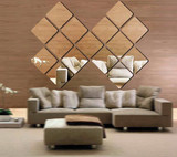 3D Multi-dimension Square Silver DIY Shape Mirror Wall Stickers Home Wall Bedroom Office Decor