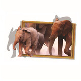 3D Elephant Walking Living Room Bedroom Animals Floor Background Wall Decor Creative Stickers