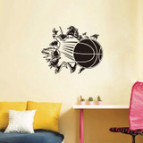 Honana 3D Removable Vinyl Wall Sticker Basketball Busting Through Wall Decal PVC Art Decor For Basket Fans & Boys Bedroom Decoration