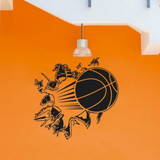 Honana 3D Removable Vinyl Wall Sticker Basketball Busting Through Wall Decal PVC Art Decor For Basket Fans & Boys Bedroom Decoration